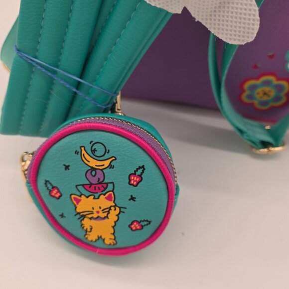 BoxLunch Spottie Dottie Mini Backpack Fruit Flowers Purple Teal NWT - Picture 6 of 9